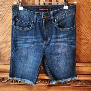 Dollhouse Blue Jean Shorts with Frayed Hem